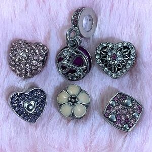 5 Glittering Infinity Hearts & Stars Dangle Charm Charm Bundle Sets /Not Pandora